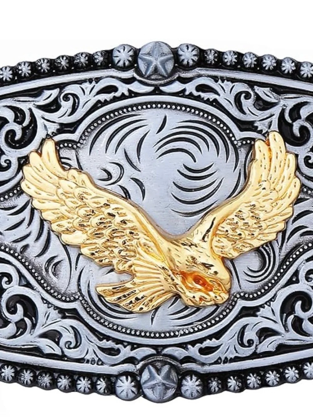 Gold Eagle Western Buckle with Turquoise Accents